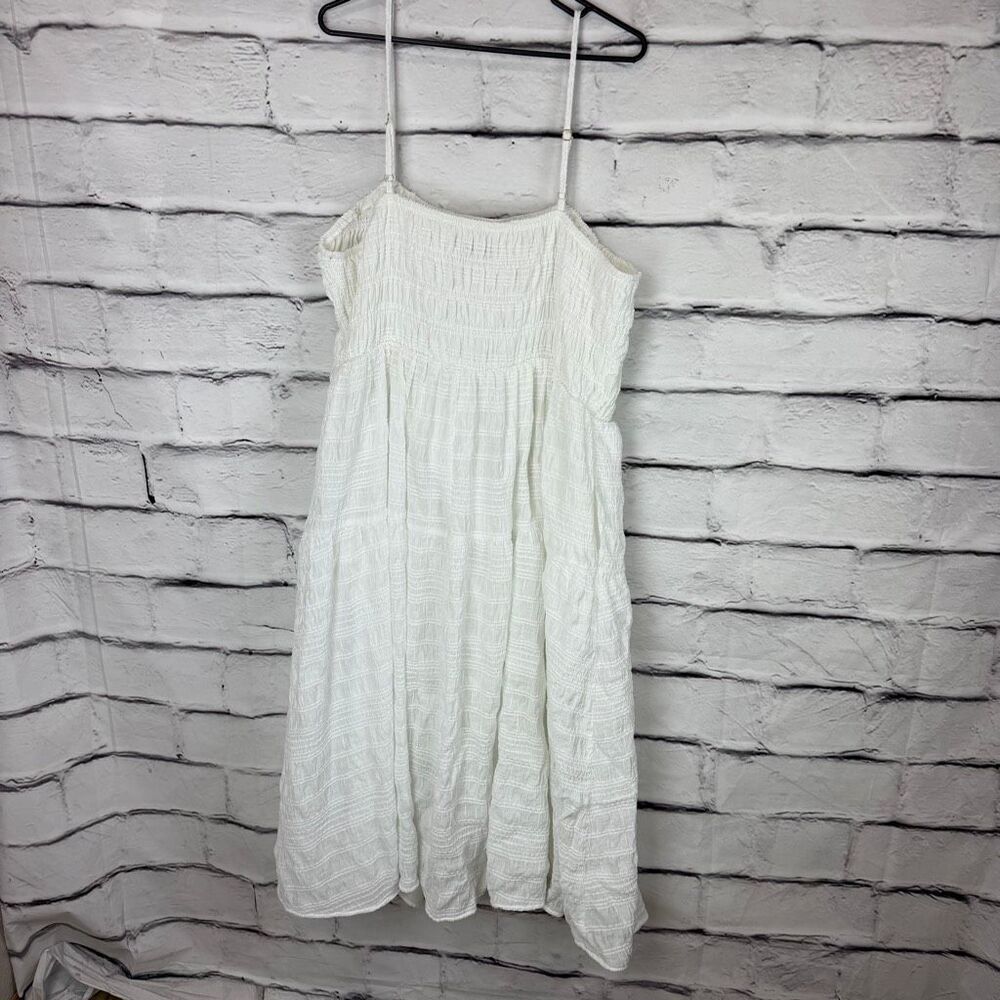 Ava & Viv White Smocked Midi Dress 3X Boho Cottagecore Summer Sundress - Picture 5 of 6